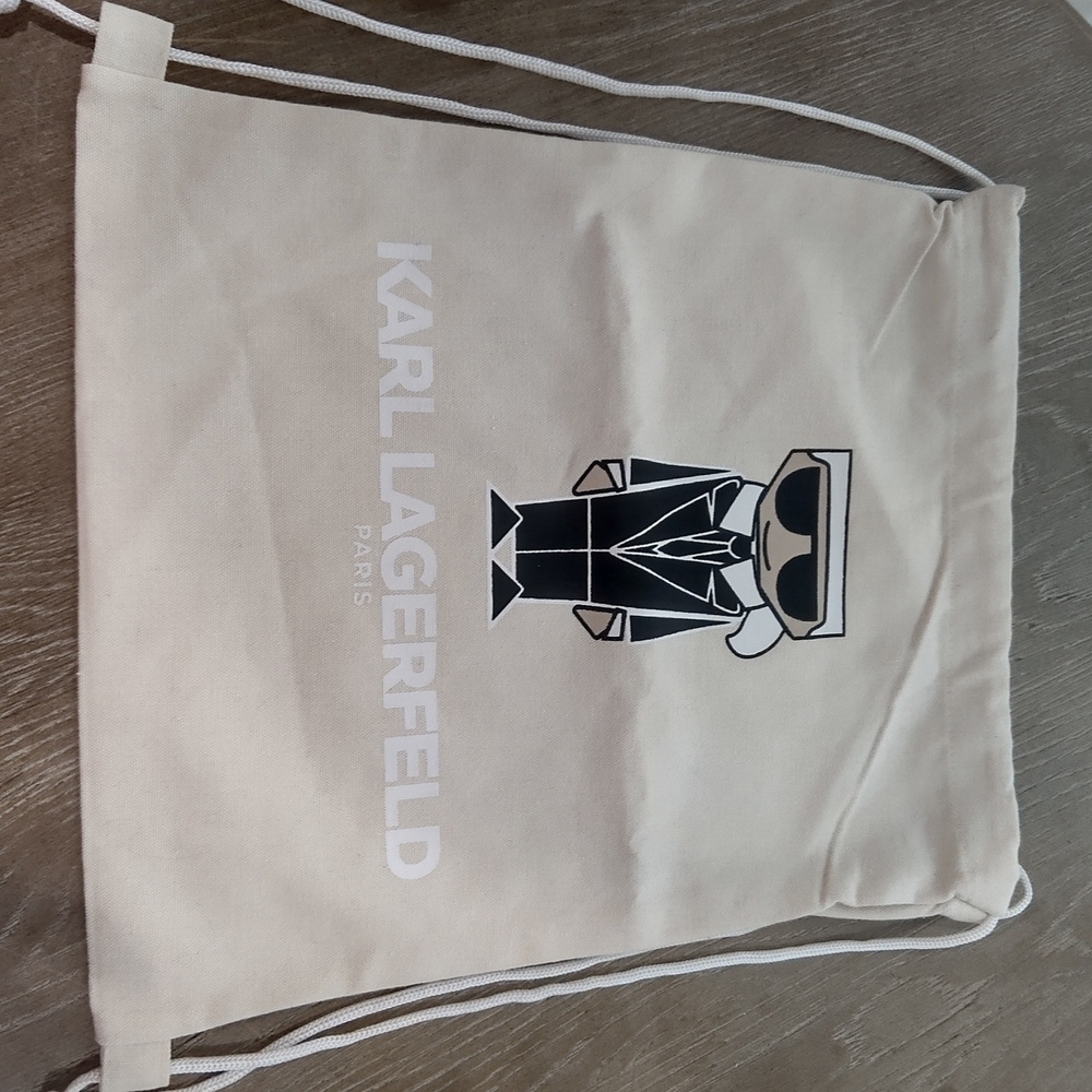 Karl Lagerfeld Paris canvas drawstring backpack